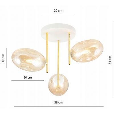 Emibig Lampa sufitowa ARGO 3 WH MIODOWY E14 10W MAX LED 1278/3 (1278/3)